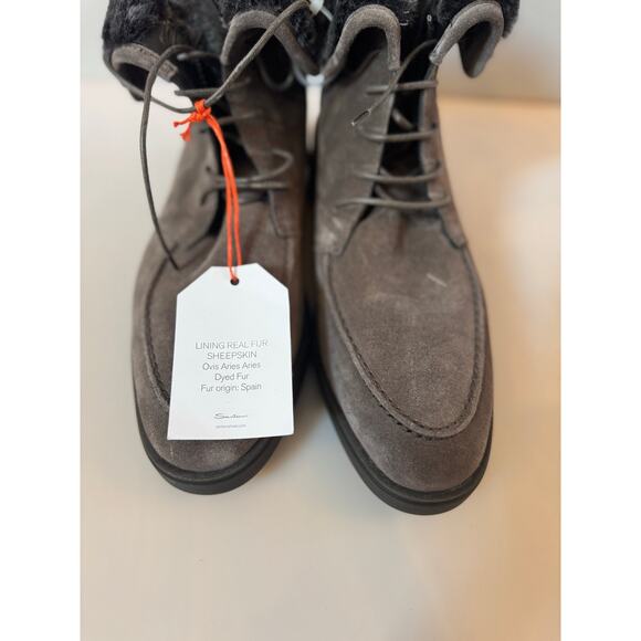 Santoni ankle fur-trim detail boots men’s size 8.5 (display model) - Picture 7 of 12